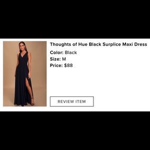 Black Lulu’s bridesmaids dress, never worn, M